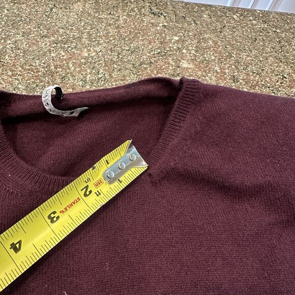 Manrico Slim-Fit Burgundy Natural Stretch Knit Pure Cashmere Sweater  M /L - Picture 9 of 10